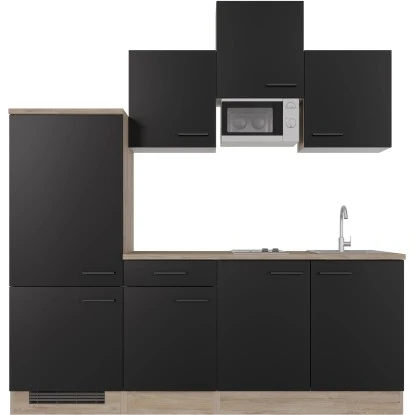 Flex-Well Exclusiv Küchenzeile Capri 210 Cm Schwarz Matt-Endgrain Oak 5 Flex-Well Exclusiv Küchenzeile Capri 210 Cm Schwarz Matt-Endgrain Oak – Bild 3