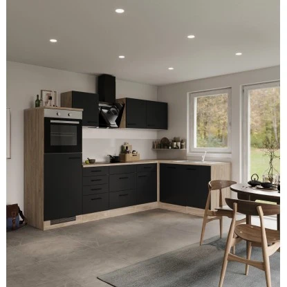 Flex-Well Exclusiv Winkelküche Capri 280 X 170 Cm Schwarz Matt-Endgrain Oak 3 Flex-Well Exclusiv Winkelküche Capri 280 X 170 Cm Schwarz Matt-Endgrain Oak