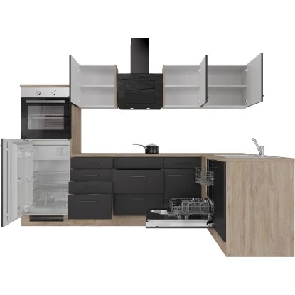 Flex-Well Exclusiv Winkelküche Capri 280 X 170 Cm Schwarz Matt-Endgrain Oak 7 Flex-Well Exclusiv Winkelküche Capri 280 X 170 Cm Schwarz Matt-Endgrain Oak – Bild 5