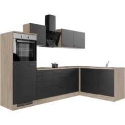 Flex-Well Exclusiv Winkelküche Capri 280 X 170 Cm Schwarz Matt-Endgrain Oak 20 Flex-Well Exclusiv Winkelküche Capri 280 X 170 Cm Schwarz Matt-Endgrain Oak -Kuchenwelt 4047584070490 4051 S 03