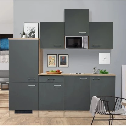 Flex-Well Exclusiv Küchenzeile Morena 210 Cm Basaltgrau Matt-San Remo Eiche Hell 3 Flex-Well Exclusiv Küchenzeile Morena 210 Cm Basaltgrau Matt-San Remo Eiche Hell