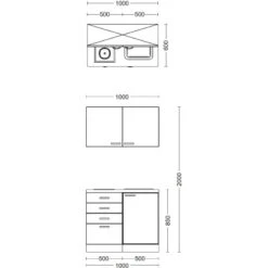 Flex-Well Exclusiv Miniküche Capri 100 Cm Schwarz Matt-Endgrain Oak 15 Flex-Well Exclusiv Miniküche Capri 100 Cm Schwarz Matt-Endgrain Oak -Kuchenwelt 4051 VM G100501000 28mmAPL