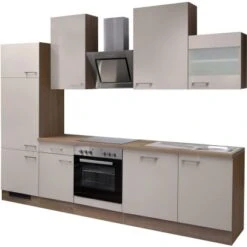 Flex-Well Exclusiv Küchenzeile Orlando 280 Cm Kaschmir Glanz-Sonoma Eiche -Kuchenwelt 4051 g2802302015nepalfrei