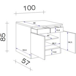 Flex-Well Exclusiv Unterschrank Capri 100 Cm Schwarz Matt-Endgrain Oak -Kuchenwelt 4070247 4051 VM US100 28mm