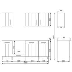 Respekta Premium Küchenzeile Landhaus 220 Cm Lärche Weiß Matt (DAH CH22078IXB) -Kuchenwelt 4080115 4384 3