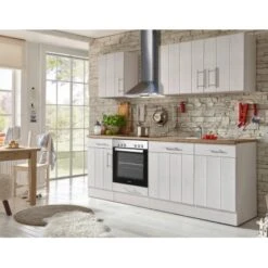 Respekta Premium Küchenzeile Landhaus 220 Cm Lärche Weiß Matt (DAH CH22078IXB) -Kuchenwelt 4080115 4384 4