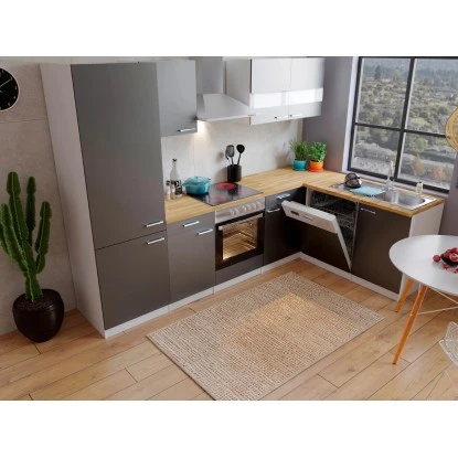 Respekta Winkelküche KBL280WGCGKEG 280 X 172 Cm Grau-Weiß-Butcher Nussbaum 6 Respekta Winkelküche KBL280WGCGKEG 280 X 172 Cm Grau-Weiß-Butcher Nussbaum – Bild 4