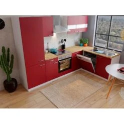 Respekta Winkelküche KBL280WRCGKEG 280 X 172 Cm Rot-Weiß-Butcher Nussbaum -Kuchenwelt 4384 neu KBL280WRCGKEG 03