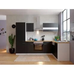 Respekta Winkelküche KBL280WSCGKEG 280 X 172 Cm Schwarz-Weiß-Butcher Nussbaum -Kuchenwelt 4384 neu KBL280WSCGKEG 02