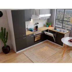 Respekta Winkelküche KBL280WSCGKEG 280 X 172 Cm Schwarz-Weiß-Butcher Nussbaum -Kuchenwelt 4384 neu KBL280WSCGKEG 03