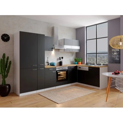 Respekta Winkelküche KBL310WSCGKEG 310 X 172 Cm Schwarz-Weiß-Butcher Nussbaum 3 Respekta Winkelküche KBL310WSCGKEG 310 X 172 Cm Schwarz-Weiß-Butcher Nussbaum