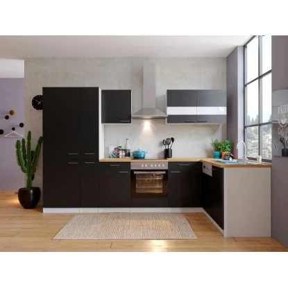 Respekta Winkelküche KBL310WSCGKEG 310 X 172 Cm Schwarz-Weiß-Butcher Nussbaum 5 Respekta Winkelküche KBL310WSCGKEG 310 X 172 Cm Schwarz-Weiß-Butcher Nussbaum – Bild 3