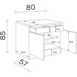 Flex-Well Exclusiv Unterschrank Morena 80 Cm Basaltgrau Matt - San Remo Eiche -Kuchenwelt 452596 4051 5