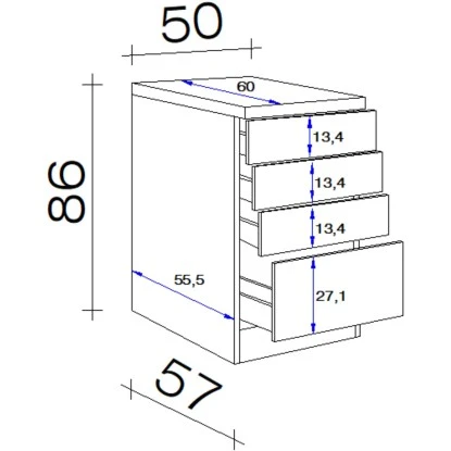 Flex-Well Exclusiv Schubkastenschrank Orlando 50 Cm Kaschmir Glanz-Sonoma Eiche 4 Flex-Well Exclusiv Schubkastenschrank Orlando 50 Cm Kaschmir Glanz-Sonoma Eiche – Bild 2