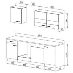 Respekta Küchenzeile KB220WR 220 Cm Rot-Weiß -Kuchenwelt 47577 4384 neu KB220WRG 04