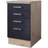 Flex-Well Exclusiv Schubkasten-Unterschrank Lara 50 Cm Anthrazit-San Remo Eiche -Kuchenwelt 4785481 4051 ussa50Lara