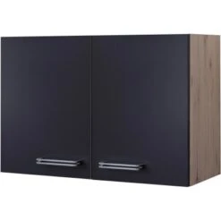 Flex-Well Exclusiv Hängeschrank Lara 80 Cm Anthrazit-San Remo Eiche