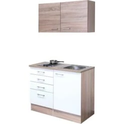 Flex-Well Classic Miniküche Florida 100 Cm Weiß Eiche Sonoma -Kuchenwelt 4800 g 100 501 000 samoa 1