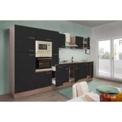 Respekta Küchenzeile Ohne E-Geräte 360 Cm Schwarz Seidengl.-Eiche York -Kuchenwelt 49 4384 LBKB360EYSMIGKE 02