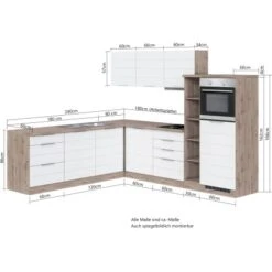 Held Möbel Winkelküche 240 Cm - 270 Cm Matt Weiß-Wotaneiche Ohne E-Geräte -Kuchenwelt 50091 11016600 1029.6291 5 2