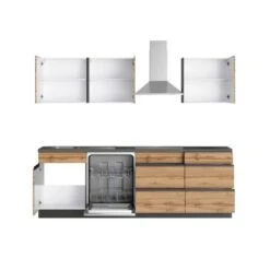 Held Möbel Küchenzeile Turin 390 Cm Wotaneiche-Graphit Mit E-Geräten -Kuchenwelt 5084 11016600 1128.6310 2a