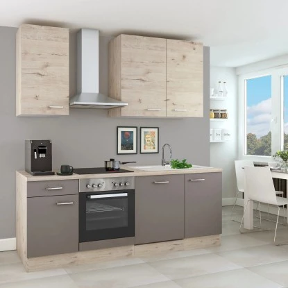 Flex-Well Küchenzeile Arizona 220 Cm Quarz-Cubanit - San Remo Eiche Hell 3 Flex-Well Küchenzeile Arizona 220 Cm Quarz-Cubanit - San Remo Eiche Hell