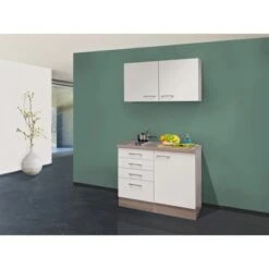 Flex-Well Exclusiv Miniküche Eico 100 Cm Magnolienweiß-Tennessee Eiche -Kuchenwelt 51 g 100 501 000 eico deko