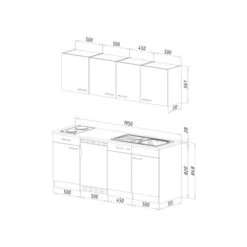 Respekta Küchenzeile KB195EYRMI 195 Cm Rot-Eiche York Nachbildung -Kuchenwelt 5208442 4384 3 4