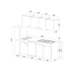 Respekta Küchenzeile KB225EYSC 225 Cm Schwarz-Eiche York Nachbildung -Kuchenwelt 5208657 4384 3 6