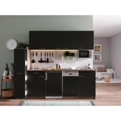 Respekta Küchenzeile KB225EYSMIC 225 Cm Schwarz-Eiche York Nachbildung -Kuchenwelt 5208939 4384 4