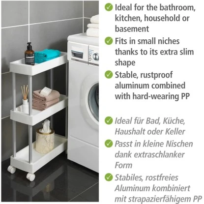 Wenko Haushalts- Und Badwagen Mino Servierwagen Haushaltswagen Mit 3 Ablagen 5 Wenko Haushalts- Und Badwagen Mino Servierwagen Haushaltswagen Mit 3 Ablagen – Bild 3