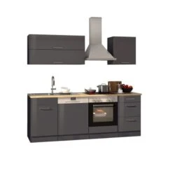 Held Möbel Küchenzeile Mailand 220 Cm Grau Hochglanz-Grau Matt Mit E-Geräten -Kuchenwelt 5654 11016600 564.1.6211 1