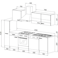 Respekta Küchenzeile KB250WS 250 Cm Schwarz-Weiß -Kuchenwelt 57146 4384 neu KB250WSG 04