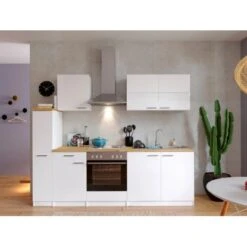 Respekta Küchenzeile KB240WW 240 Cm Weiß -Kuchenwelt 57419 4384 neu KB240WWG 02