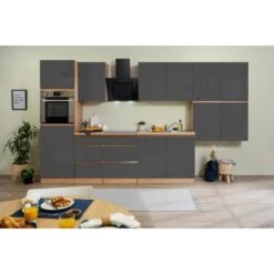 Respekta Küchenzeile GLRP370HESG Grifflos 370 Cm Grau Hochglanz-Sonoma Eiche -Kuchenwelt 5881925 4384 GLRP370HESG 2