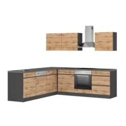 Held Möbel Winkelküche Turin 240 X 240 Cm Wotaneiche-Graphit Mit E-Geräten -Kuchenwelt 63543 11016600 1113.6310 1