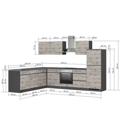 Held Möbel Winkelküche Turin 240 X 300 Cm Graphit-Wotaneiche Mit E-Geräten 8 Held Möbel Winkelküche Turin 240 X 300 Cm Graphit-Wotaneiche Mit E-Geräten – Bild 6