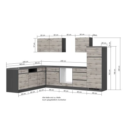 Held Möbel Winkelküche Turin 240 X 300 Cm Wotaneiche-Graphit Ohne E-Geräte 7 Held Möbel Winkelküche Turin 240 X 300 Cm Wotaneiche-Graphit Ohne E-Geräte – Bild 5