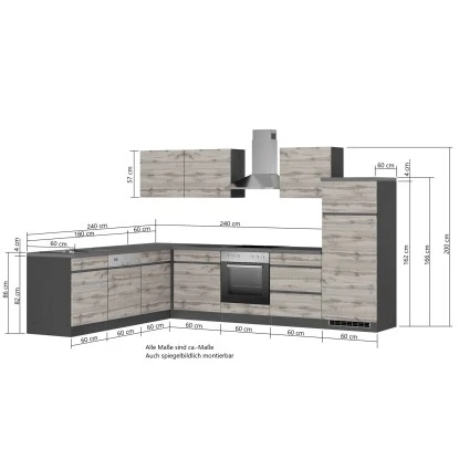 Held Möbel Winkelküche Turin 240 X 300 Cm Wotaneiche-Graphit Mit E-Geräten 8 Held Möbel Winkelküche Turin 240 X 300 Cm Wotaneiche-Graphit Mit E-Geräten – Bild 6