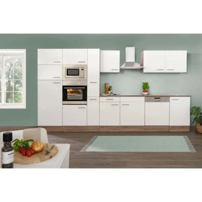 Respekta Küchenzeile Ohne E-Geräte 370 Cm Weiß Seidengl.-Eiche York 3 Respekta Küchenzeile Ohne E-Geräte 370 Cm Weiß Seidengl.-Eiche York