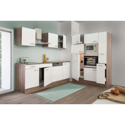 Respekta Küchenzeile Ohne E-Geräte 370 Cm Weiß Seidengl.-Eiche York 5 Respekta Küchenzeile Ohne E-Geräte 370 Cm Weiß Seidengl.-Eiche York – Bild 3