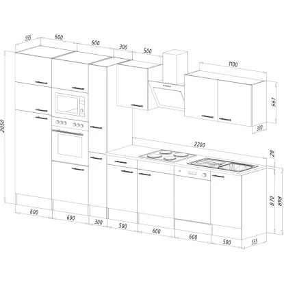 Respekta Küchenzeile Ohne E-Geräte 370 Cm Weiß Seidengl.-Eiche York 6 Respekta Küchenzeile Ohne E-Geräte 370 Cm Weiß Seidengl.-Eiche York – Bild 4