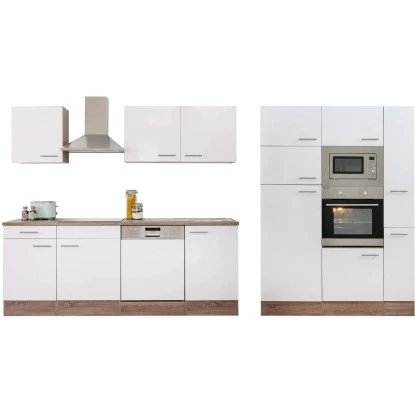 Respekta Küchenzeile Ohne E-Geräte 370 Cm Weiß Seidengl.-Eiche York 11 Respekta Küchenzeile Ohne E-Geräte 370 Cm Weiß Seidengl.-Eiche York – Bild 9