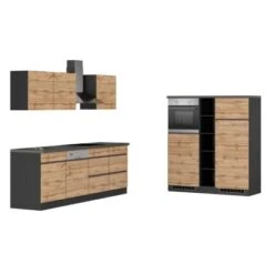 Held Möbel Küchenzeile Turin 390 Cm Wotaneiche-Graphit Mit E-Geräten -Kuchenwelt 65084 11016600 1128.6310 1