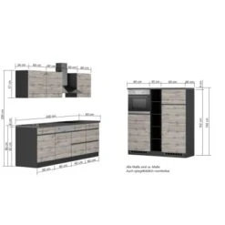 Held Möbel Küchenzeile Turin 390 Cm Wotaneiche-Graphit Mit E-Geräten -Kuchenwelt 65084 11016600 1128.6310 5