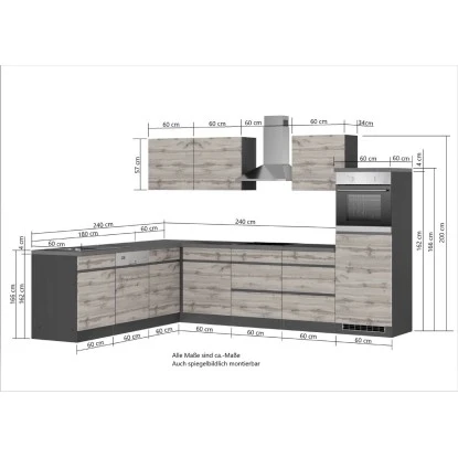 Held Möbel Winkelküche Turin 300 X 240 Cm Wotaneiche-Graphit Mit E-Geräten 8 Held Möbel Winkelküche Turin 300 X 240 Cm Wotaneiche-Graphit Mit E-Geräten – Bild 6