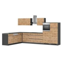 Held Möbel Winkelküche Turin 360 X 240 Cm Wotaneiche-Graphit Mit E-Geräten -Kuchenwelt 65365 11016600 1134.6310 1