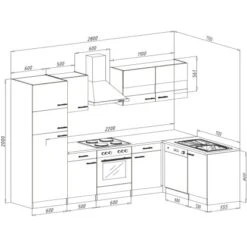 Respekta Winkelküche KBL280ESSS 280 Cm Schwarz-Eiche Sonoma Sägerau Nachbildung -Kuchenwelt 6862106 KBL280ESSS 03