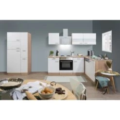 Respekta Winkelküche KBL310ESWS 310 Cm Weiß-Eiche Sonoma Sägerau Nachbildung -Kuchenwelt 6862304 KBL310ESWSC 01