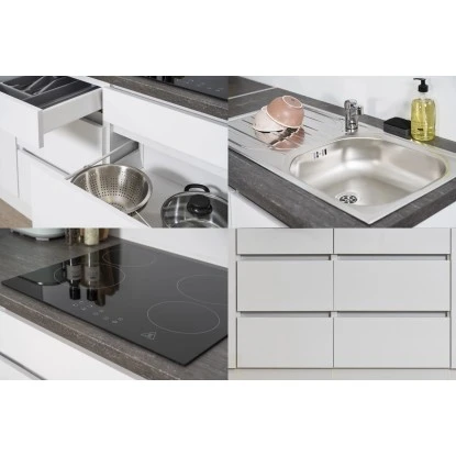 Respekta Küchenzeile Ohne E-Geräte 280 Cm Grifflos Schwarz Hochglanz-Weiß 6 Respekta Küchenzeile Ohne E-Geräte 280 Cm Grifflos Schwarz Hochglanz-Weiß – Bild 4